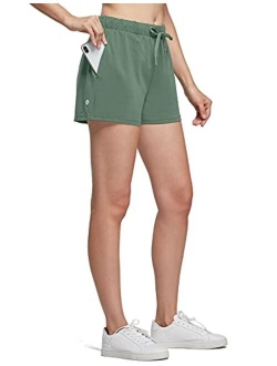 Women's 2.5" Workout Lounge Hiking Running Sport Shorts Quick Dry Pajama Knit Shorts with Pockets & Drawstring