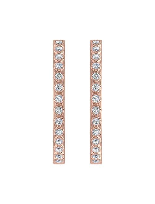 Finerock 1/4 Carat Bezel Set Diamond Hoop Earrings in 10K Gold