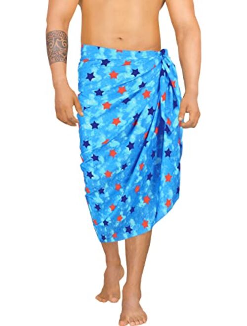 LA LEELA Men's Standard Swimwear Sarong Long Swim Wrap