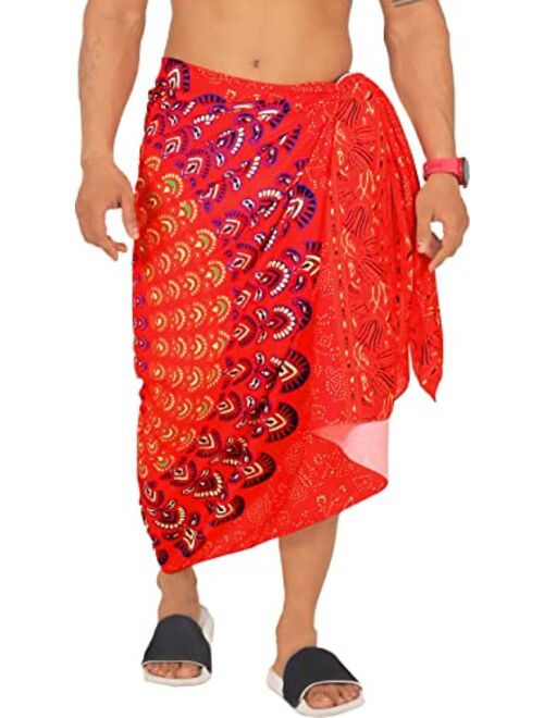 LA LEELA Men's Standard Swimwear Sarong Long Swim Wrap