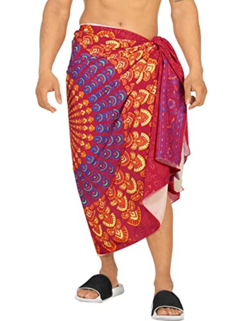 LA LEELA Men's Standard Swimwear Sarong Long Swim Wrap