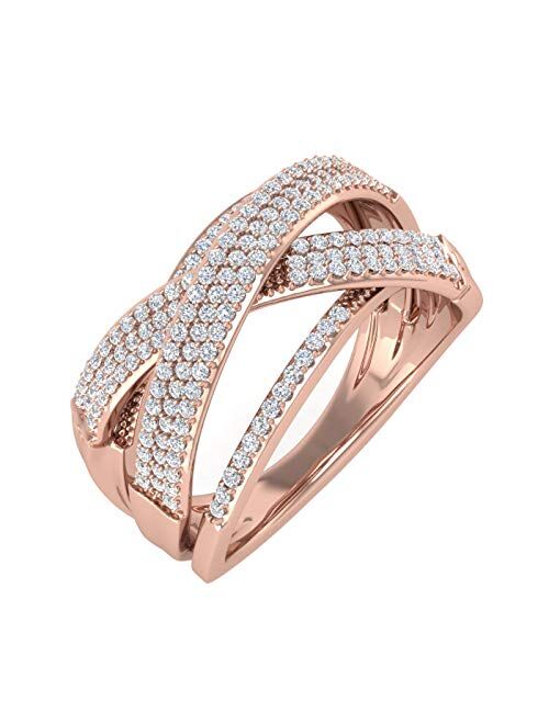 Finerock 0.52 Carat Diamond Bypass Wedding Band Ring in 10K Gold