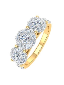 1 Carat 3-Stone Prong Set Diamond Engagement Ring in 10K Solid Gold - IGI Certified