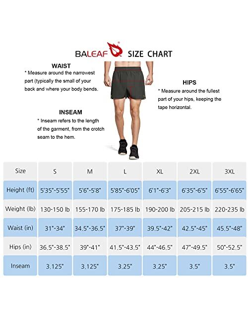 BALEAF Men's 3 inches 2 in 1 Running Shorts Athletic Quick Dry Back Zipper Pocket Gym Workout Shorts