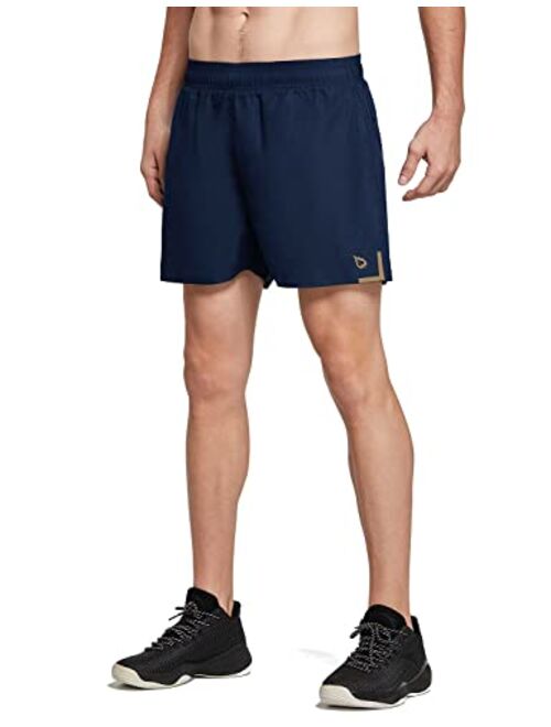 BALEAF Men's 3 inches 2 in 1 Running Shorts Athletic Quick Dry Back Zipper Pocket Gym Workout Shorts
