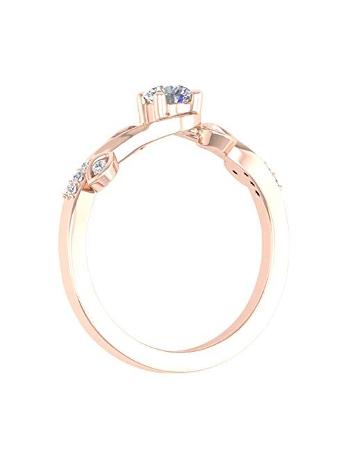 Finerock 1/5 Carat Diamond Engagement Rings in 14K Gold (I1-I2 Clarity)