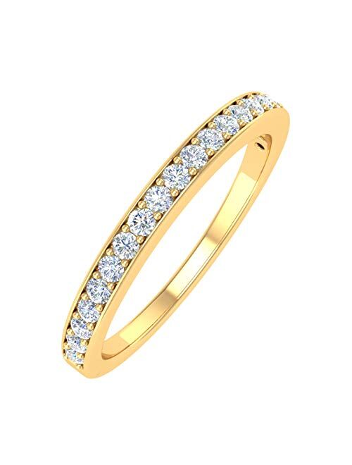 Finerock 1/4 Carat Pave Set Diamond Wedding Band in 14K Gold