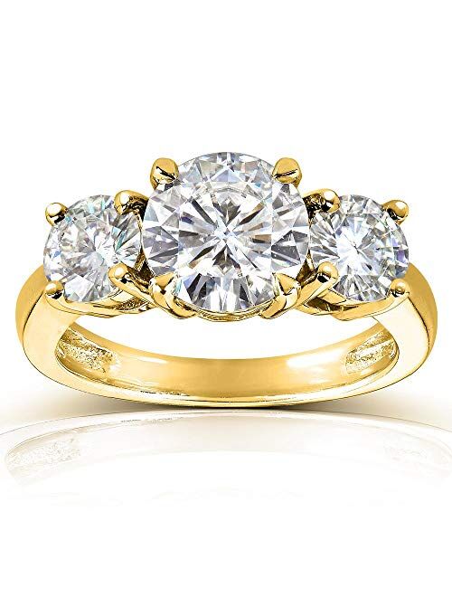 Kobelli Round-cut Moissanite Three-Stone Engagement Ring 2 1/2 CTW 14k White or Yellow Gold