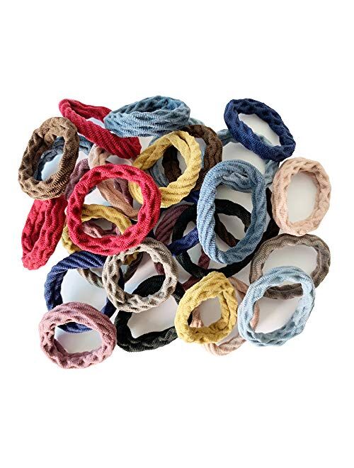 Wetopkim 30/60 Pcs Hair Ties, Non-Slip and Seamless Hair Bands for Thick Heavy and Curly Hair, Lightweight Highly Elastic and Stretchable