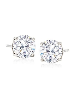 Round CZ Stud Earrings in 14kt White Gold