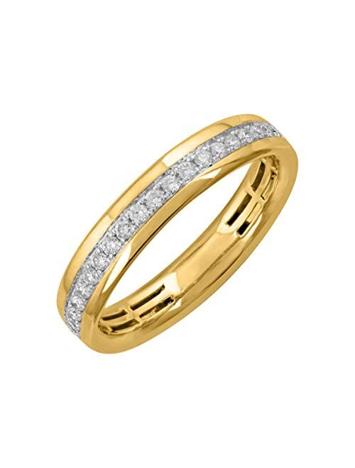 Finerock 1/4 Carat Diamond Wedding Band Ring in 10K Gold