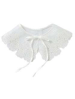 YAKEFJ Detachable False Collar Embroidery Neck Ruff Mini Cape Dickey Collar for Women Girls