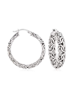 Sterling Silver Byzantine Hoop Earrings