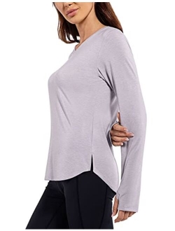 Women's Long Sleeve UPF 50  Shirts Tunic Tops for Leggings V-Neck Casual Blouses Shirts Quick Dry for Hiking Work