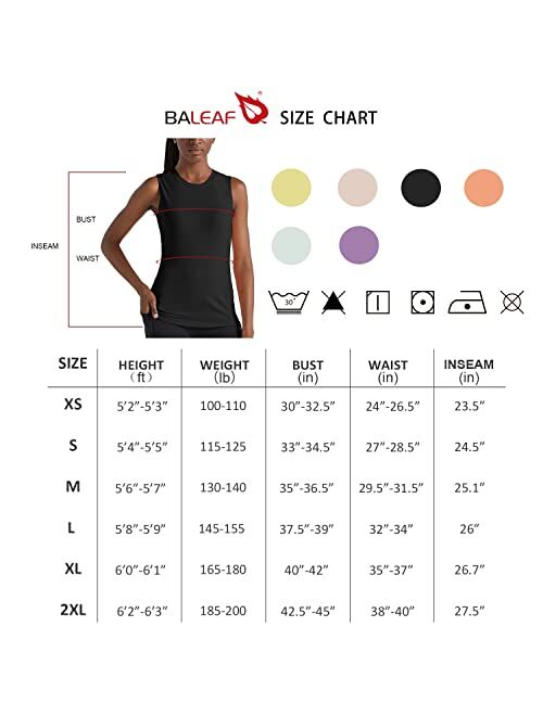 BALEAF Women's Sleeveless Workout Shirts Lightweight UPF 50+ Running Tank Tops for Yoga, Everyday Casual