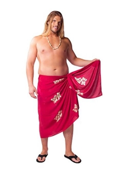 1 World Sarong Mens Hibiscus Plus Size Fringeless (TM) Sarong