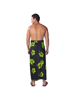 1 World Sarong Mens Hibiscus Plus Size Fringeless (TM) Sarong