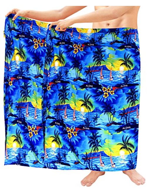 LA LEELA Men's Swim Trunk Bathing Suit Sarong Pareo Wrap