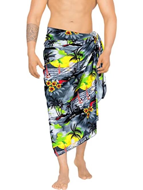 LA LEELA Men's Swim Trunk Bathing Suit Sarong Pareo Wrap