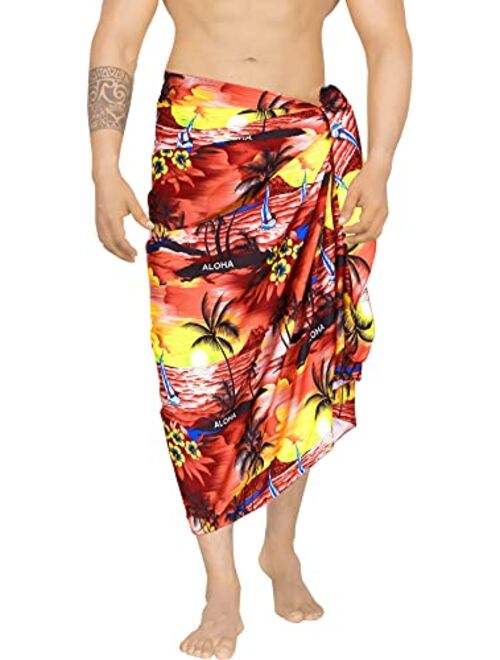 LA LEELA Men's Swim Trunk Bathing Suit Sarong Pareo Wrap