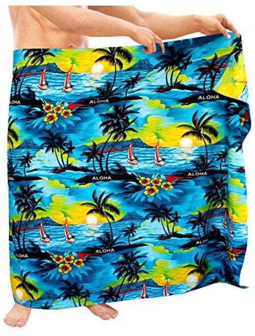 LA LEELA Men's Swim Trunk Bathing Suit Sarong Pareo Wrap