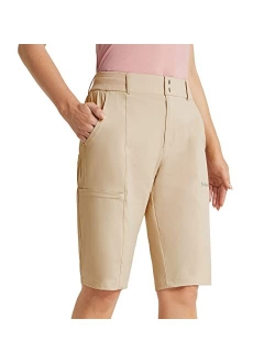 Bermuda Shorts for Women 13" Hiking Long Shorts Knee Length Quick Dry High Waisteded Stretch Water Resistant for Golf