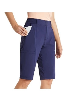 Bermuda Shorts for Women 13" Hiking Long Shorts Knee Length Quick Dry High Waisteded Stretch Water Resistant for Golf