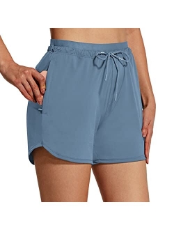 Women's Hiking Shorts 4" Quick Dry with Zip Pockets Summer Running Athletic Stretch Active Workout Gym