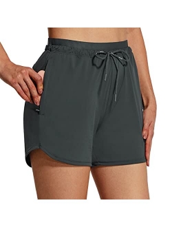 Women's Hiking Shorts 4" Quick Dry with Zip Pockets Summer Running Athletic Stretch Active Workout Gym