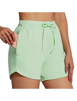 Women's Hiking Shorts 4" Quick Dry with Zip Pockets Summer Running Athletic Stretch Active Workout Gym