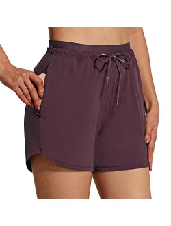 Women's Hiking Shorts 4" Quick Dry with Zip Pockets Summer Running Athletic Stretch Active Workout Gym