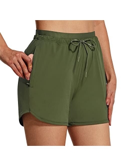 Women's Hiking Shorts 4" Quick Dry with Zip Pockets Summer Running Athletic Stretch Active Workout Gym