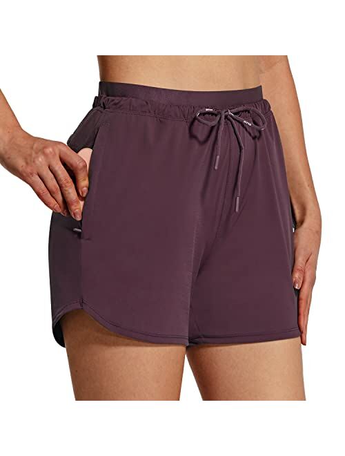 BALEAF Women's Hiking Shorts 4" Quick Dry with Zip Pockets Summer Running Athletic Stretch Active Workout Gym