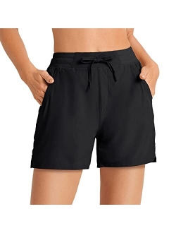 Women's 5" Hiking Shorts Summer Quick Dry Elastic Waist Athletic Running Short with Pockets