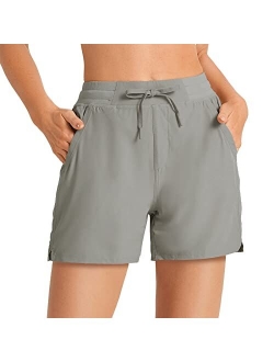 Women's 5" Hiking Shorts Summer Quick Dry Elastic Waist Athletic Running Short with Pockets