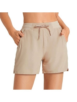 Women's 5" Hiking Shorts Summer Quick Dry Elastic Waist Athletic Running Short with Pockets