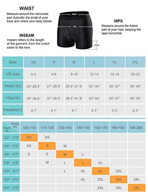 BALEAF Women's Cycling Underwear 3D Padded Biking Shorts Bike Mountain Liner Breathable Chamois