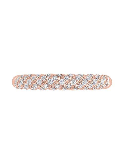 Finerock 1/4 Carat Diamond Wedding Band Ring in 10K Gold