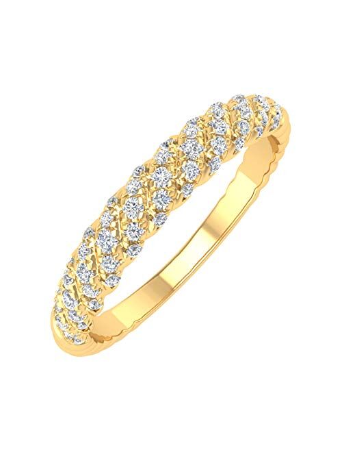 Finerock 1/4 Carat Diamond Wedding Band Ring in 10K Gold