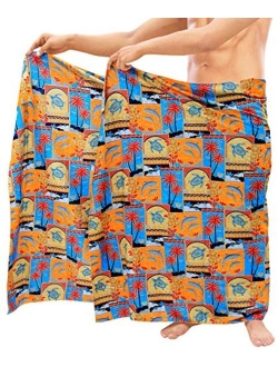 LA LEELA Men's Standard Surfing Sarong Full Beach Wrap