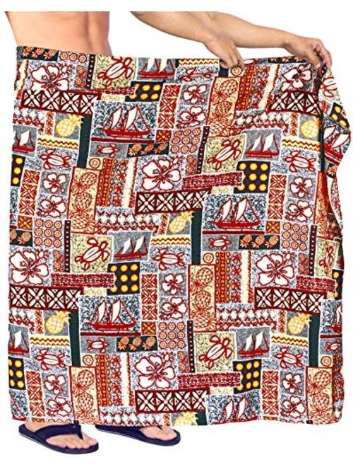 LA LEELA Men's Standard Surfing Sarong Full Beach Wrap