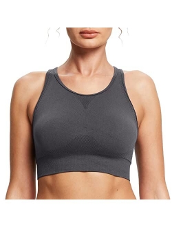 Women's Sports Bra High Neck Racerback Seamless Padded Workout Running Built in Bra Compression Crop Tops