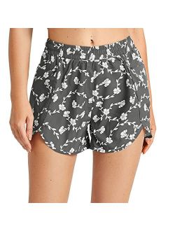 Women's 3.5" Quick Dry Summer Floral Swim Trunks UPF 50  Beach Boardshorts with Zip Pockets