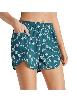 Women's 3.5" Quick Dry Summer Floral Swim Trunks UPF 50  Beach Boardshorts with Zip Pockets