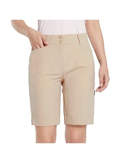 Women's Golf Shorts 9" Bermuda Long Short Knee Length Stretch with Pockets Golfing Apparel for Ladies
