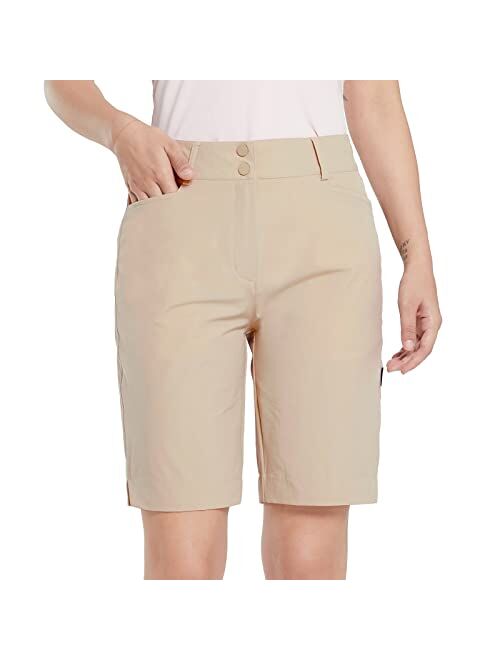 BALEAF Women's Golf Shorts 9" Bermuda Long Short Knee Length Stretch with Pockets Golfing Apparel for Ladies