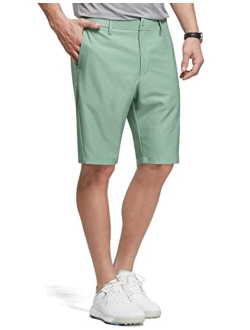 Men's 10" Golf Shorts Stretch Dress Shorts Chino Flat Front Quick Dry Lightweight Casual with Pockets