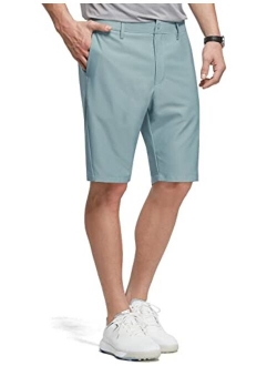 Men's 10" Golf Shorts Stretch Dress Shorts Chino Flat Front Quick Dry Lightweight Casual with Pockets