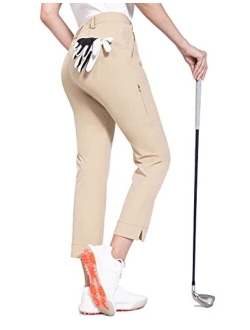 Women's Golf Pants Stretch Lightweight Quick Dry Water Resistant Work Pants with Zipper Pocket
