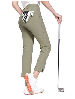 Women's Golf Pants Stretch Lightweight Quick Dry Water Resistant Work Pants with Zipper Pocket